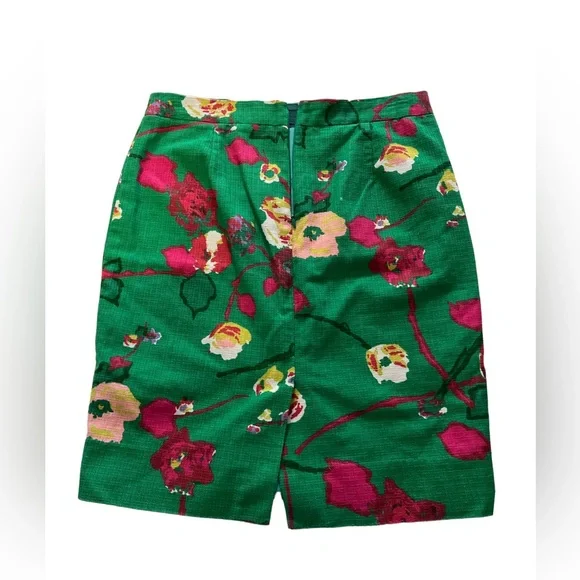 J Crew Green Floral Skirt - Picture 2 of 6